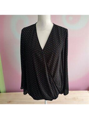 ANDREE BY UNIT Mulitcolor Polka Dot Long Sleeve Blouse Top Size Small